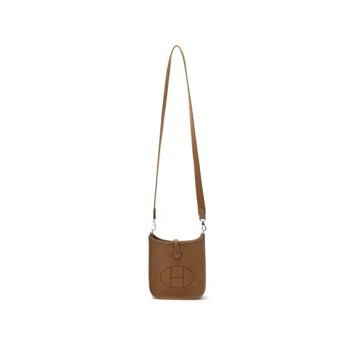HERMES Evelyne Clemence Calfskin Crossbody Bag, Shoulder Bag 16 Women's 37 Gold Brown