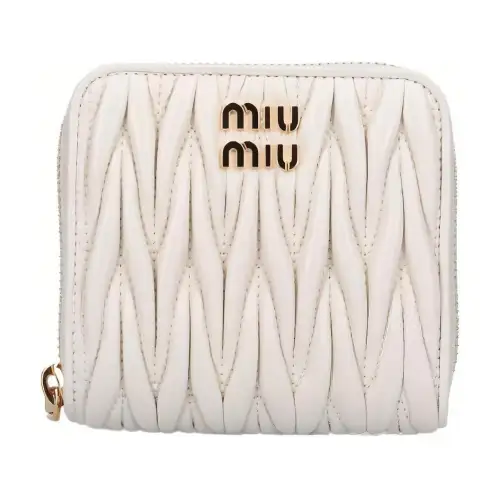MIU MIU Matelassé Soft Sheep Leather Wallet Women's White