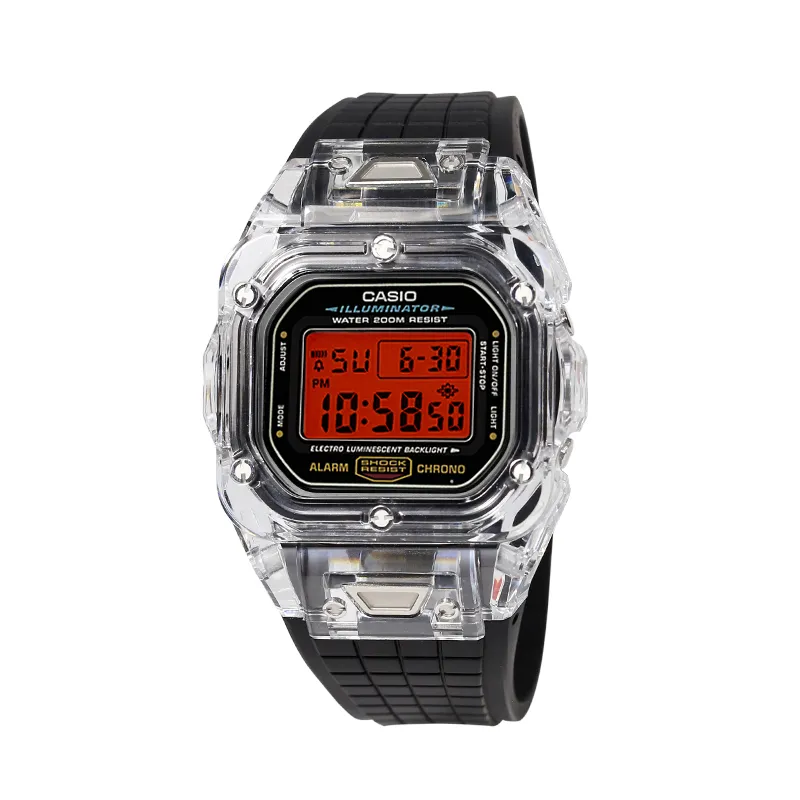 CASIO Custom Collection Electronic Movement Resin Strap Watch Unisex Red Watch Dial