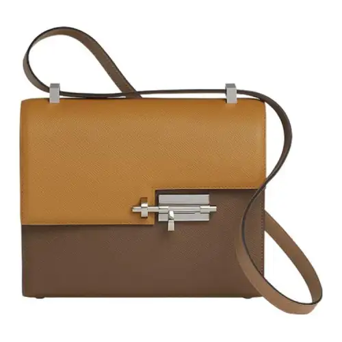 HERMES Verrou Epsom Calfskin Verrou Bag, Shoulder Bag, Crossbody Bag Women's Cookie With Chestnut