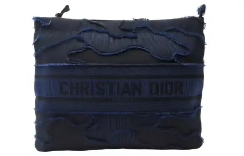 DIOR Embroidery Clutch Medium Men's Blue