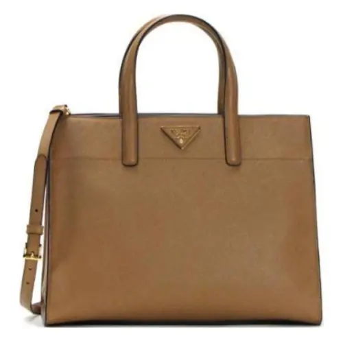 PRADA Cow Leather Tote Bag, Shopping Bag, Portable Crossbody Bag, Shoulder Bag Women's Caramel