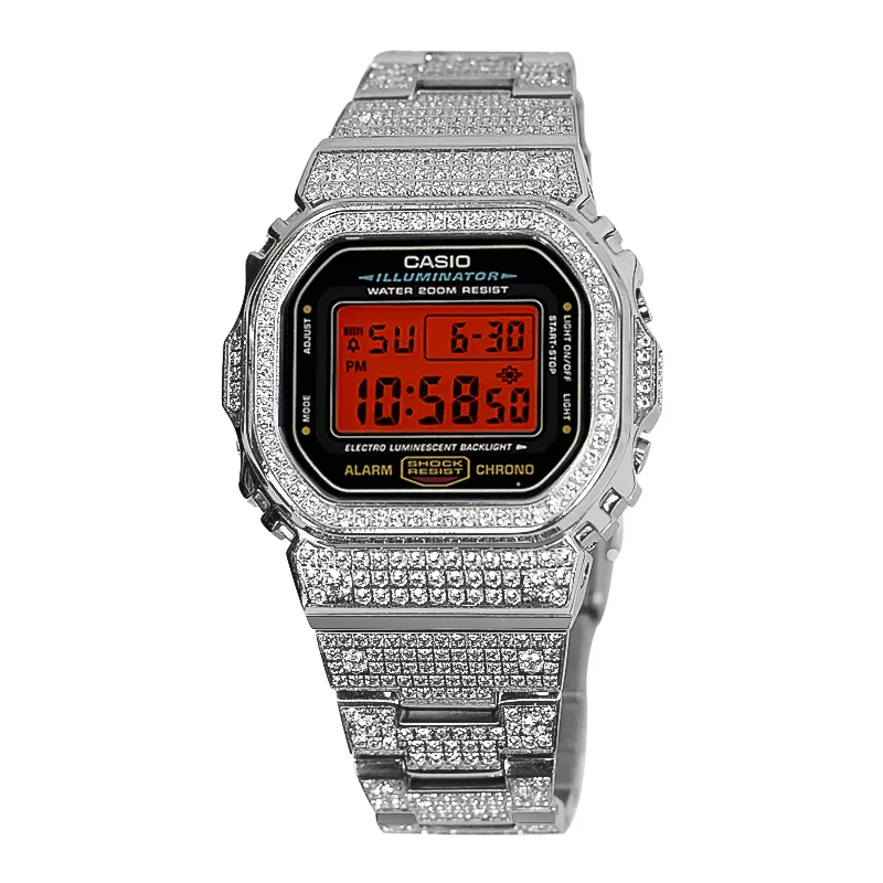 CASIO Custom Collection Electronic Movement Stainless Steel Watchband Watch Unisex Red Watch Dial