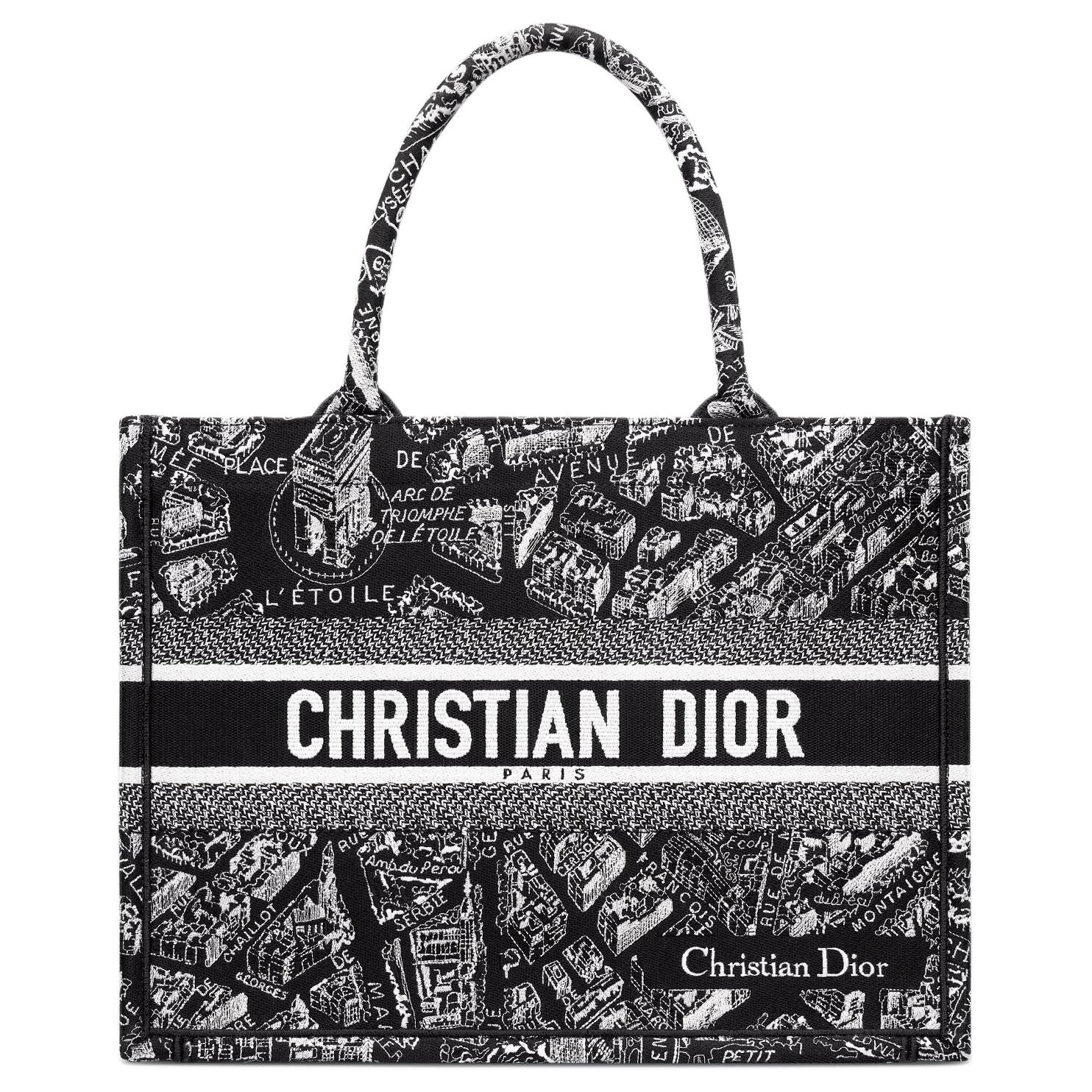 Женская сумка Dior BookTote (черно-белая)