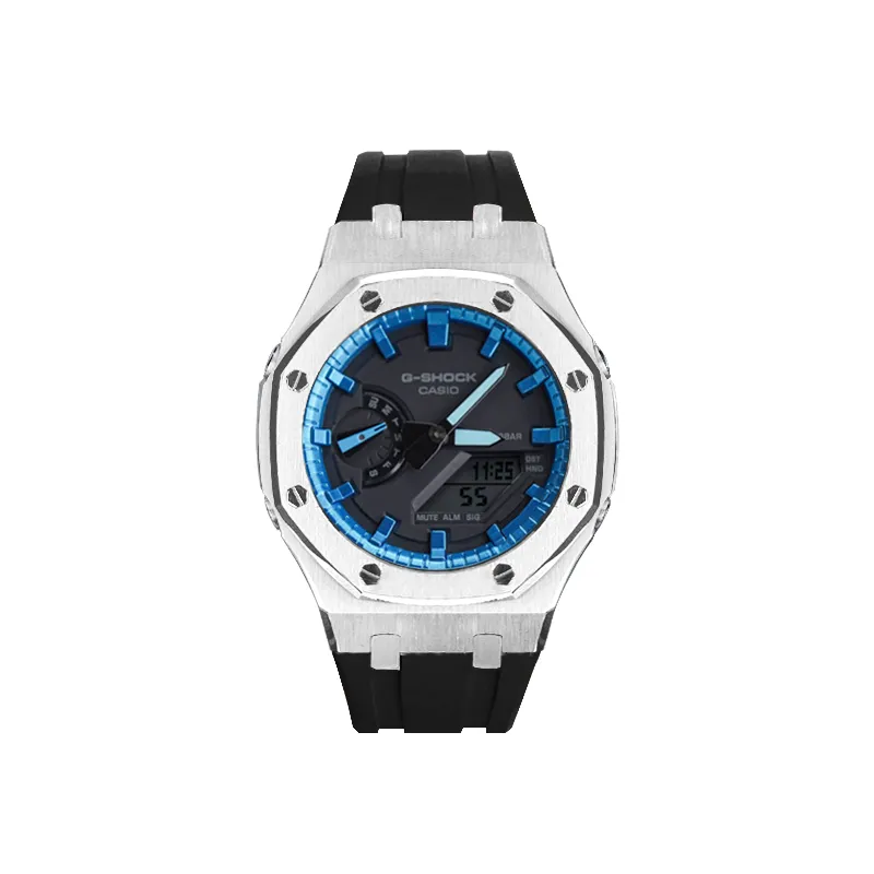 CASIO Custom Collection Flare Night Star Track, Silver Black Collection Quartz Movement Fluoroelastomer Strap
