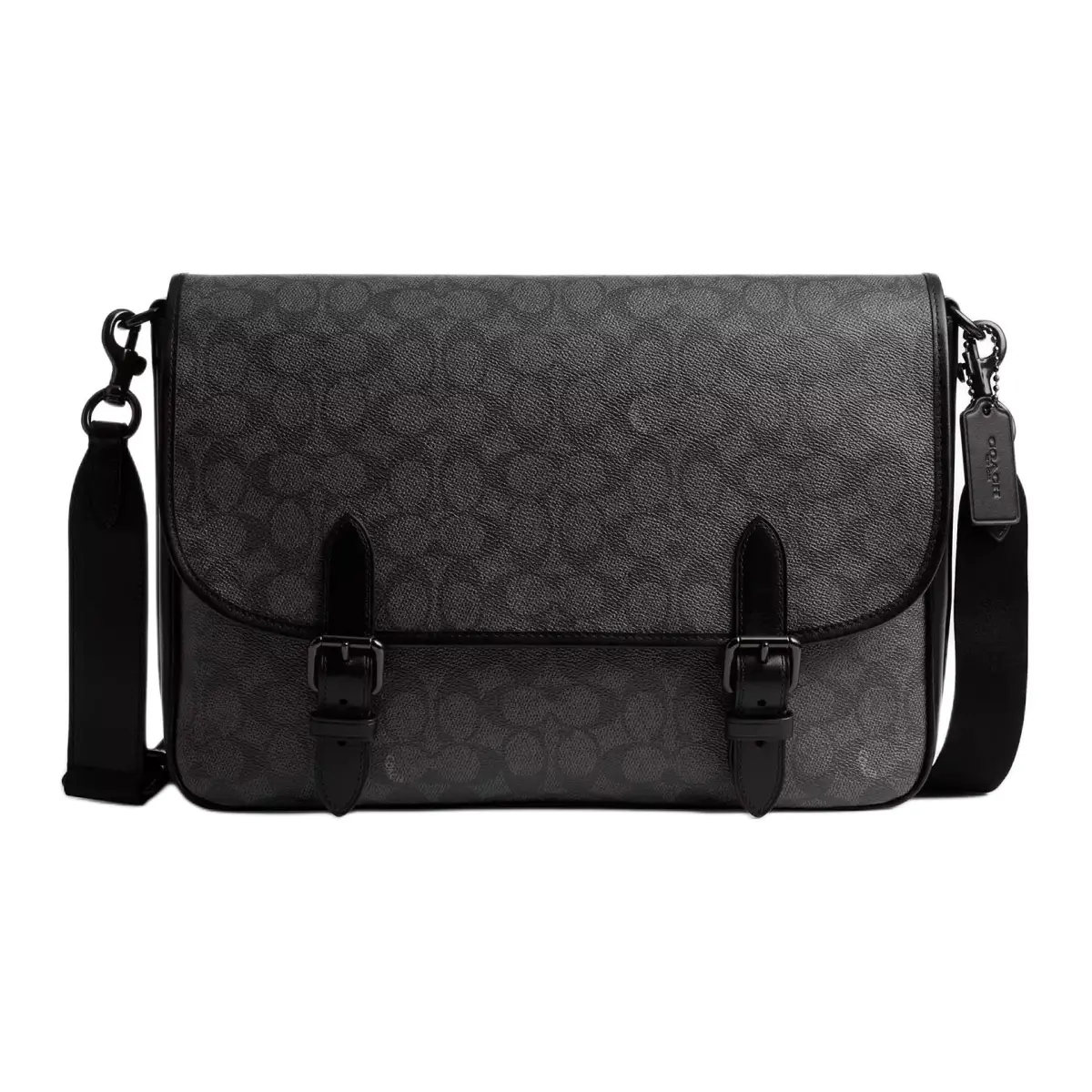COACH Hitch Coated Canvas With Calfskin Crossbody Bags Large Men's Charcoal