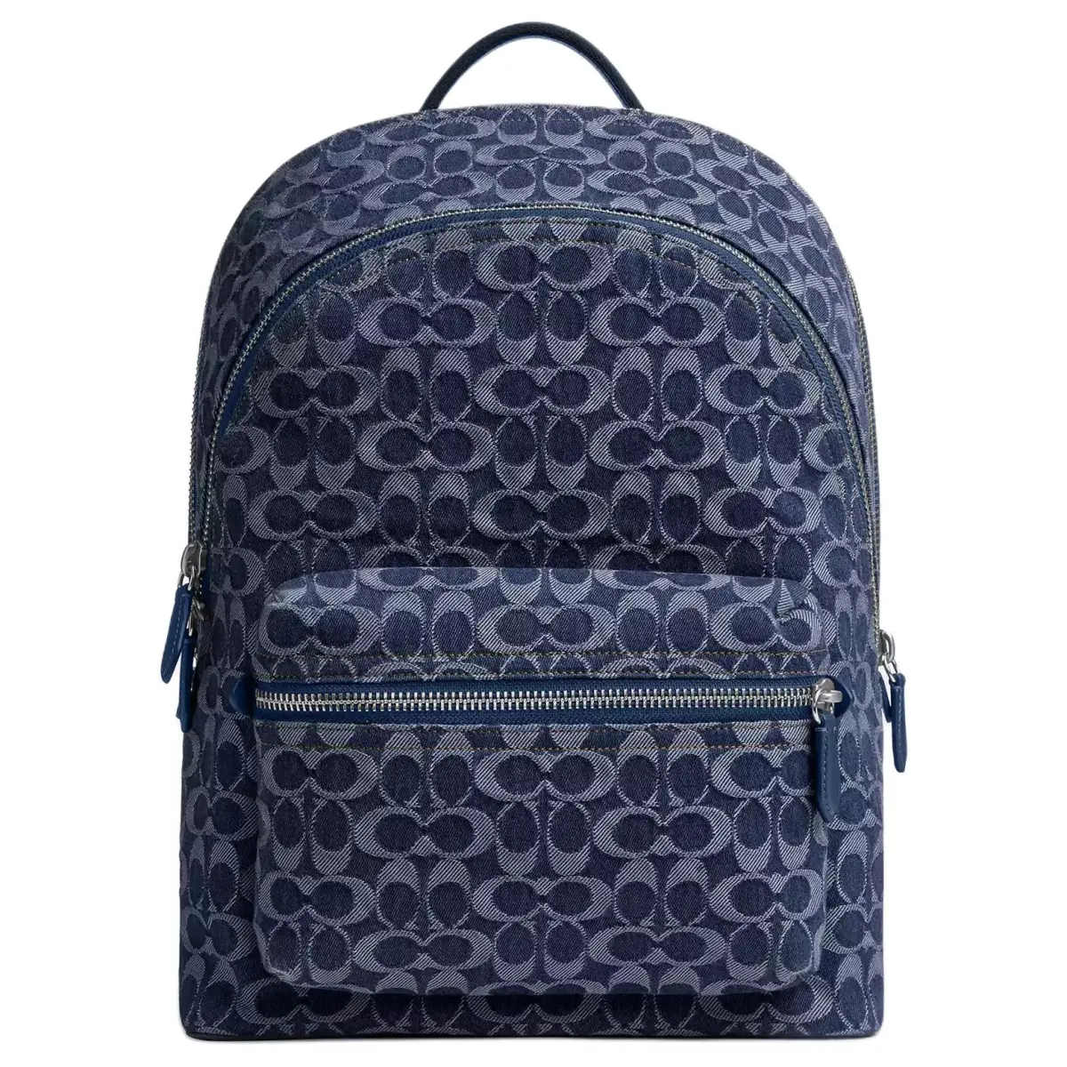 COACH Charter Denim With Calfskin Backpack Large Men's Dark Blue
