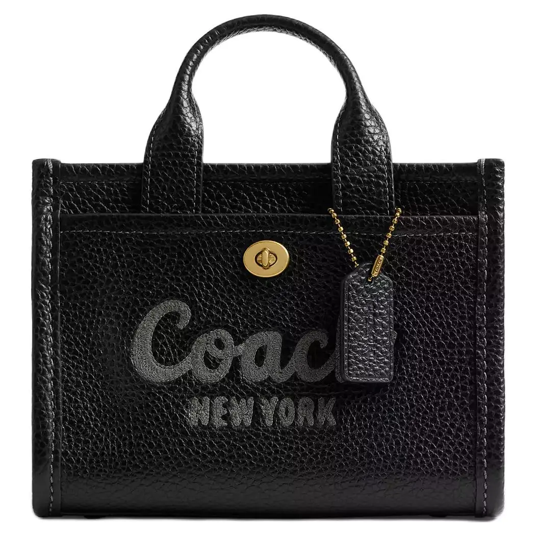 COACH Cargo Pebble Leather Tote Bag, Shopping Bag, Shoulder Bag, Crossbody Bag, Handbag Small Women's Black