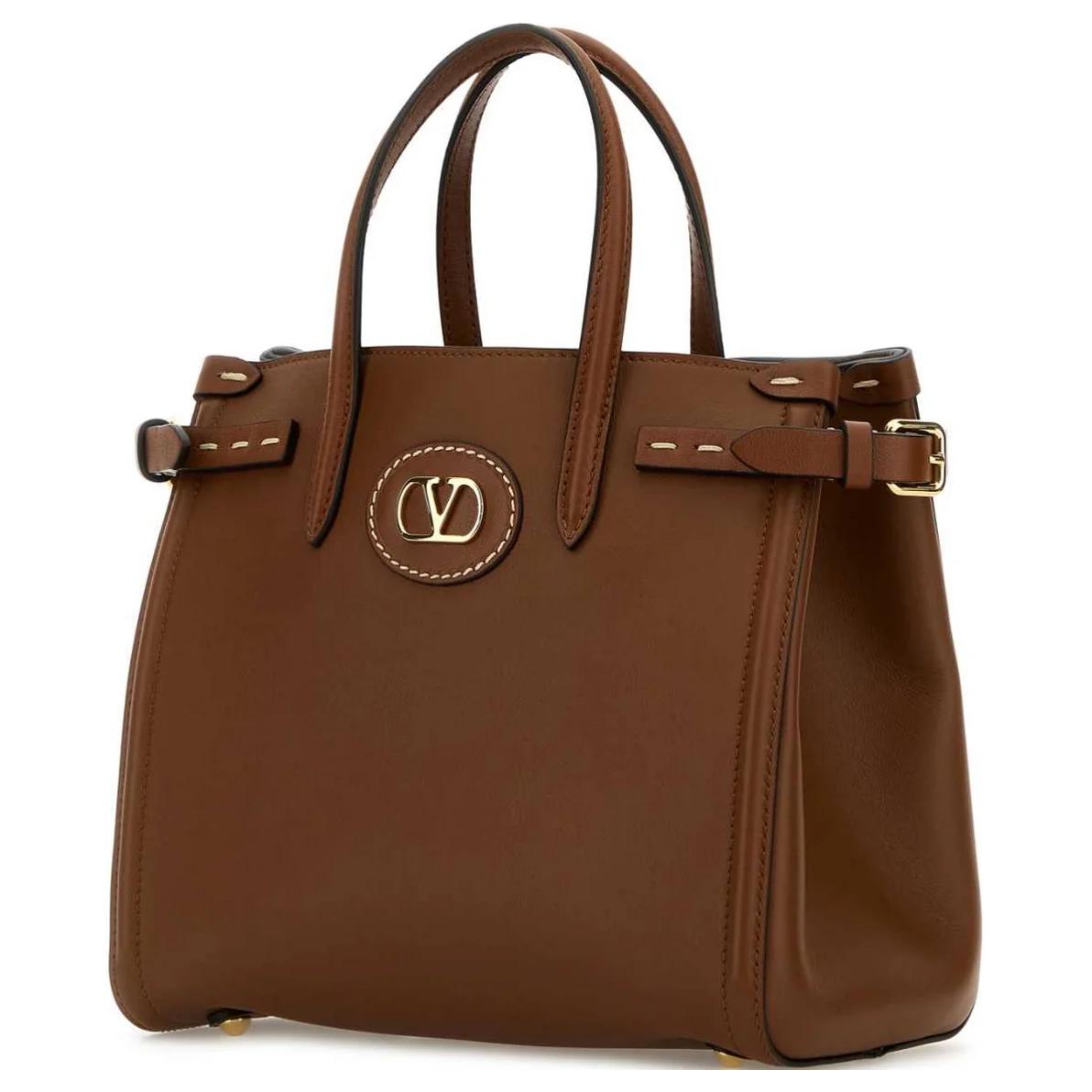 Женская сумка Valentino Antibes VLogo Tote (коричневая) — фото 2
