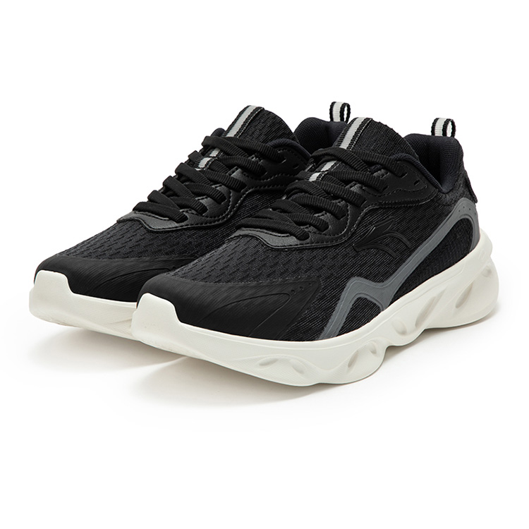 361° Mesh, Synthetic Leather Slip Resistant Abrasion Resistant Low top Casual Running Shoes Women’s Black Gray