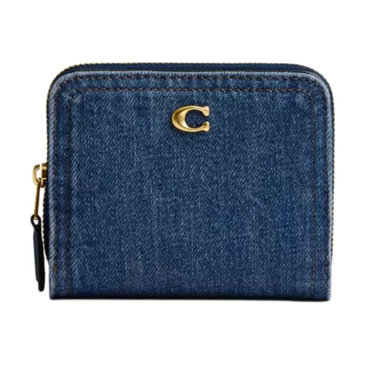 COACH Essential Denim With Calfskin Wallet Women's Blue