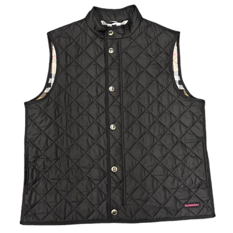 Burberry Vests Men's Black Stand Collar Moderate Straight Fit