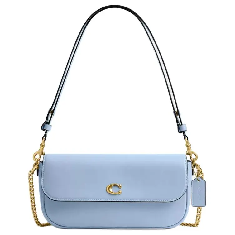 COACH Calfskin Shoulder Bag Medium Women's Blue