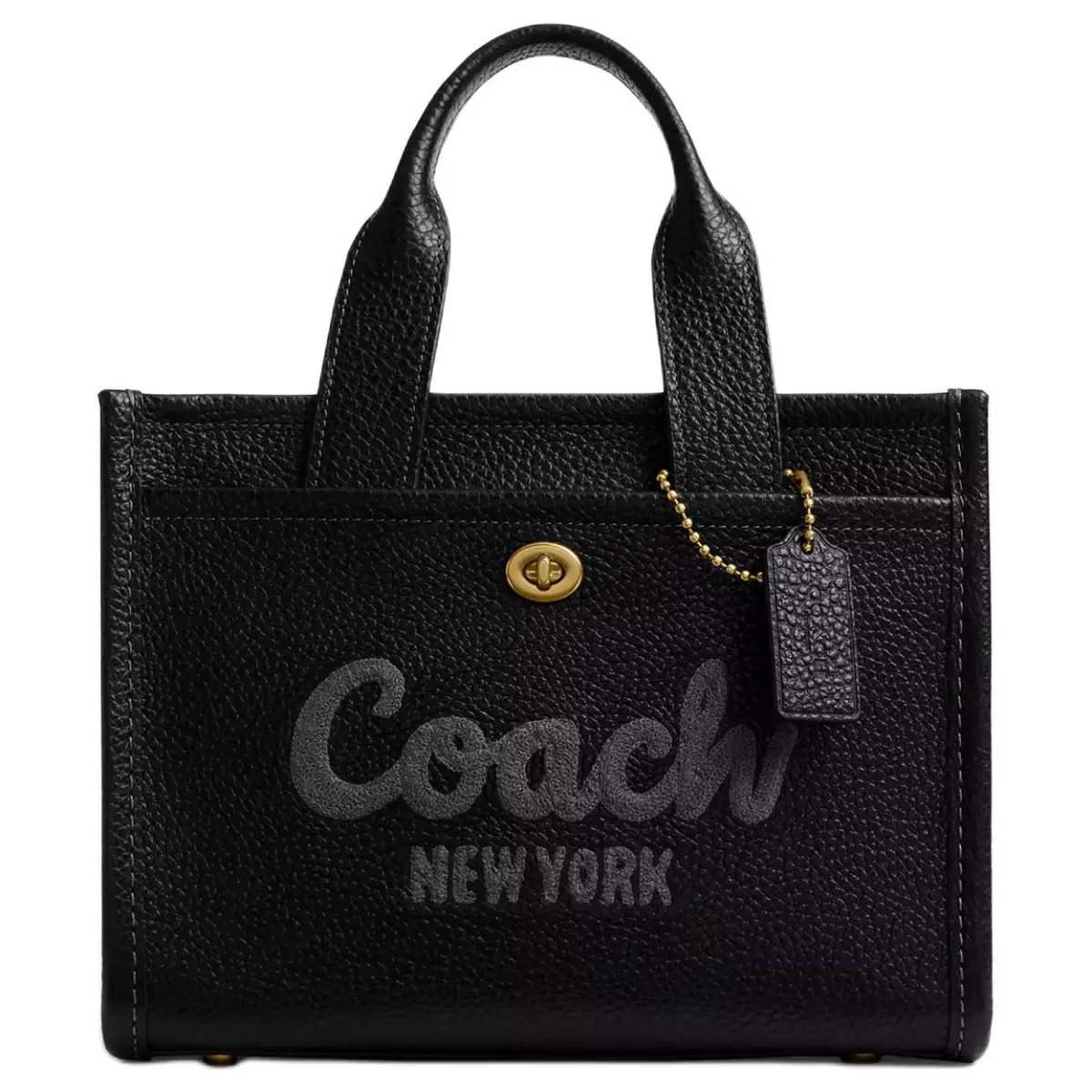 COACH Cargo Litchi Grain Leather Tote Bag, Shopping Bag, Shoulder Bag, Handbag Large Women's Brass & Black