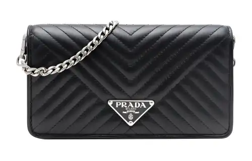 PRADA Leather Shoulder Bag, Crossbody Bag Women's Black