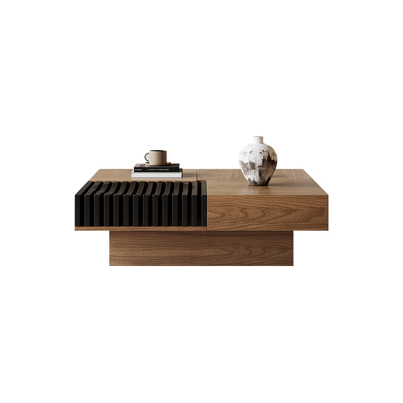 Jingshan Baisui Italian minimalist North American black walnut coffee table Nordic modern minimalist living room storage square solid wood coffee table TV cabinet combination