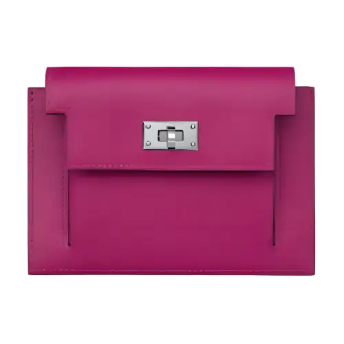 HERMES Kelly Pocket Madame Calfskin Wallet Women's L3 Rose Purple Rose