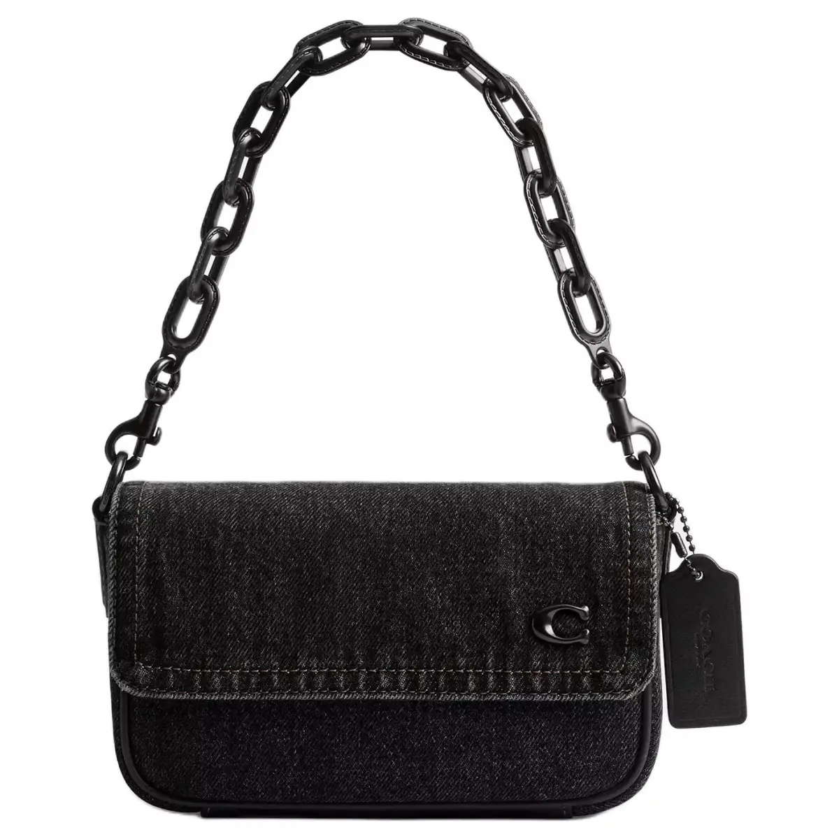 COACH Charter Denim Shoulder Bag Small Men's Washed Black