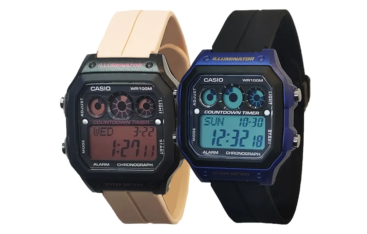 CASIO Custom Collection Quartz Movement Silicone Strap Watch Unisex Black Dial