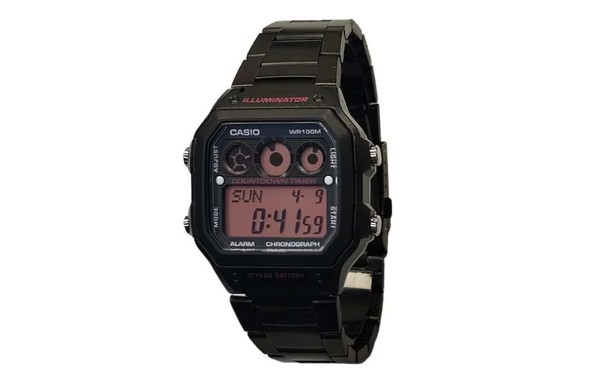 CASIO Custom Collection Quartz Movement Stainless Steel Strap Watch Men's Watches Black Dial