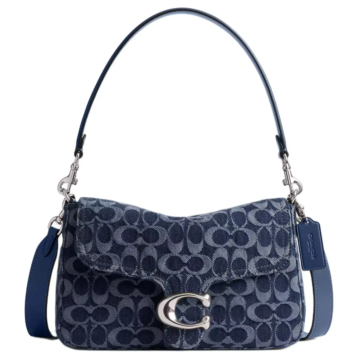 COACH Tabby Denim Shoulder Bag Medium Women's Dark Blue