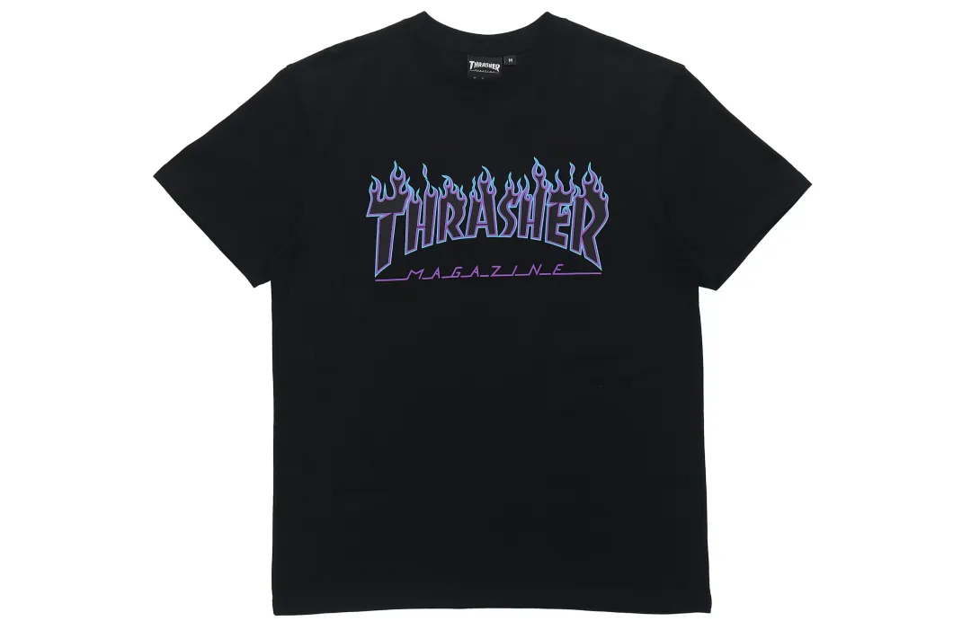 Thrasher Flame T Shirt Unisex Black Japan Version