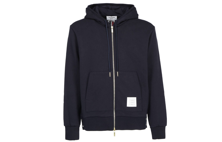 THOM BROWNE Tom Brown Center Back Three Stripes Zip Hooded Sweatshirt Fall Men's Blue