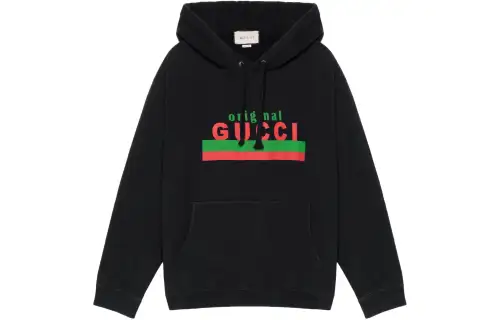 GUCCI Sweatshirts Men's Black Hooded Moderate Regular