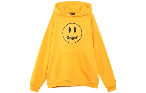 Drew House Smiley Face Collection, Smile Face Hooded Fleece Lined Pullover Sweatshirt Unisex Yellow