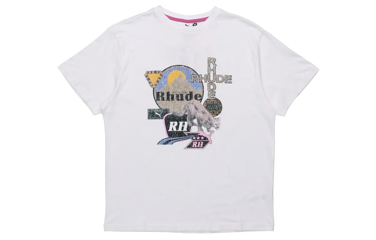 PUMA X RHUDE Collab T-Shirts Unisex Crew Neck Moderate Straight Fit