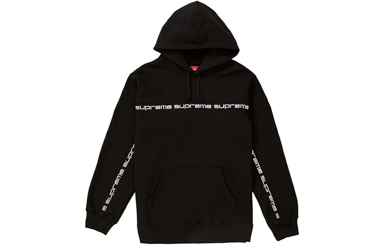 Supreme Text Stripe Zip Up Hooded Sweatshirt