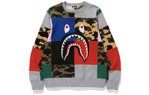Bape Patchwork Shark Wide Crewneck