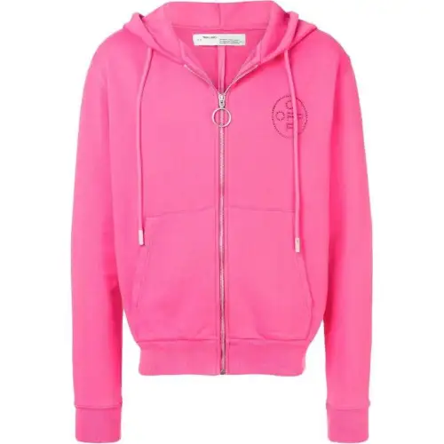 OFF-WHITE Embellished Logo Zip Up Hoodie