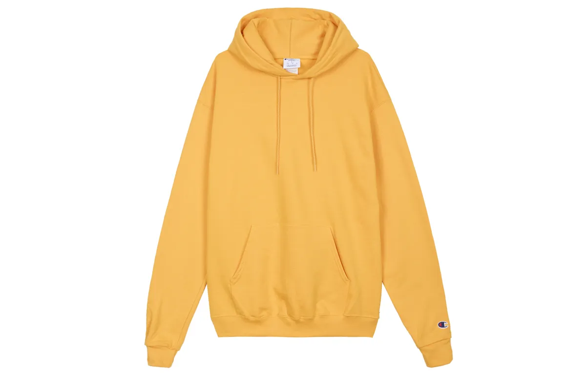Champion Cuff Single Logo Hooded Fleece Lined Pullover Sweatshirt US Version Unisex Gold