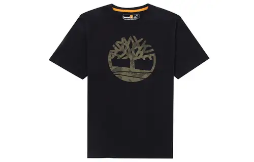 Timberland Drop Shoulder Sleeve T Shirt Men's Black