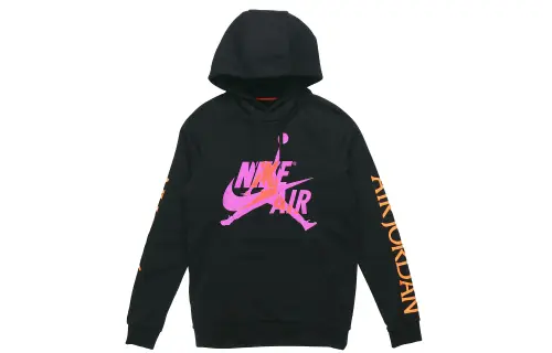 Jordan Jumpman Classics Hooded Comfortable Thermal Fleece Lined Long Sleeved Sweatshirt Men's Black