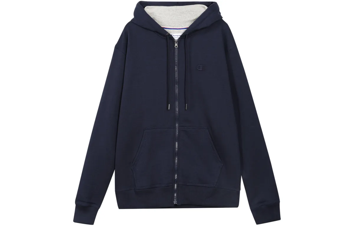 Champion Double Label Zippers Fleece Lined, US Version Sweatshirt Unisex Dark Blue