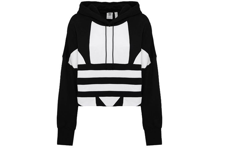 Adidas Cropped Big Trifoil Pullover Hoodie