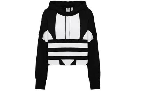 Adidas Cropped Big Trifoil Pullover Hoodie