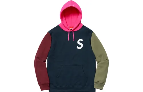 Supreme S Logo Colorblocked Hooded Sweatshirt