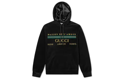 GUCCI Sweatshirts Men's Black Hooded Moderate Regular