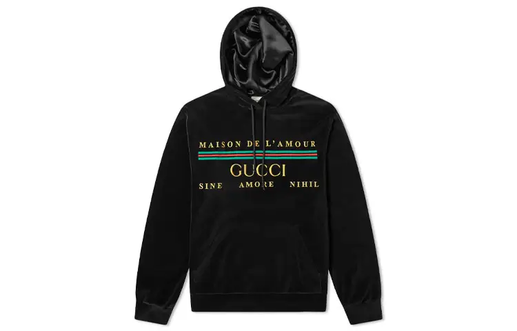 GUCCI Sweatshirts Men's Black Hooded Moderate Regular