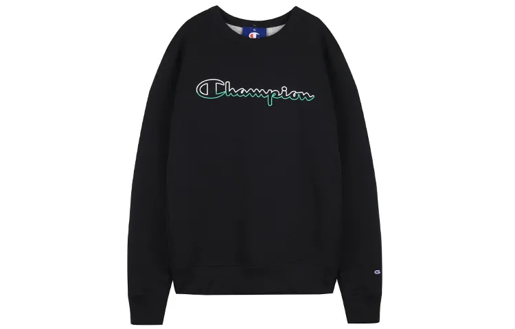 Champion Phantom Grass Print Logo Fleece Lined Sweatshirt US Version Unisex Black