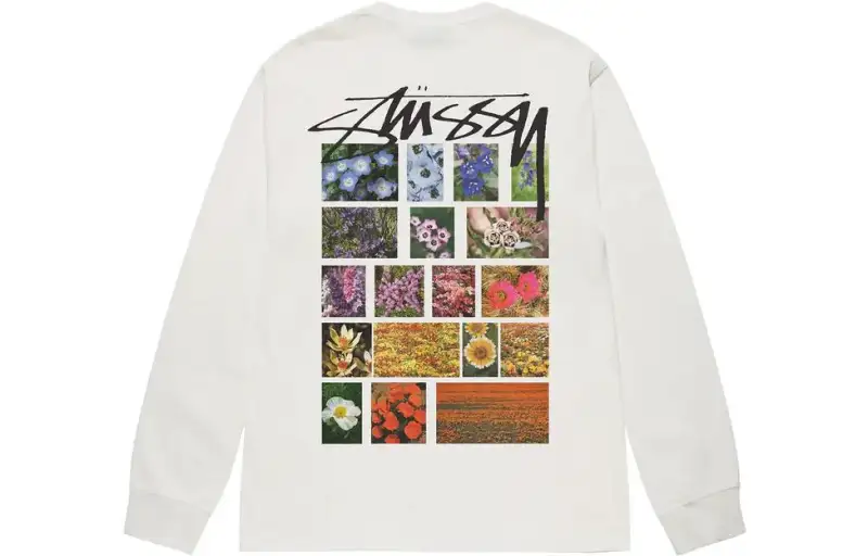 Stussy Flower Grid Pigment Dyed Long Sleeve Tee