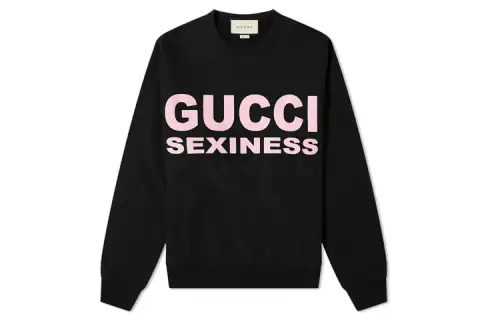 GUCCI Sweatshirts Men's Black Crew Neck Moderate Regular