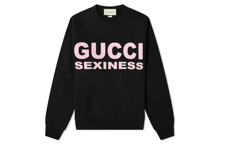 GUCCI Sweatshirts Men's Black Crew Neck Moderate Regular