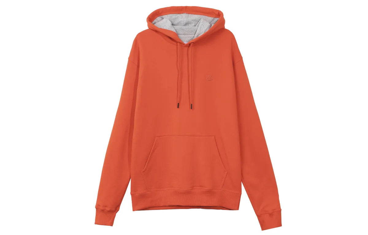 Champion Double Logo Fleece Lined, US Version, Winter Pullover Sweatshirt Unisex Orange