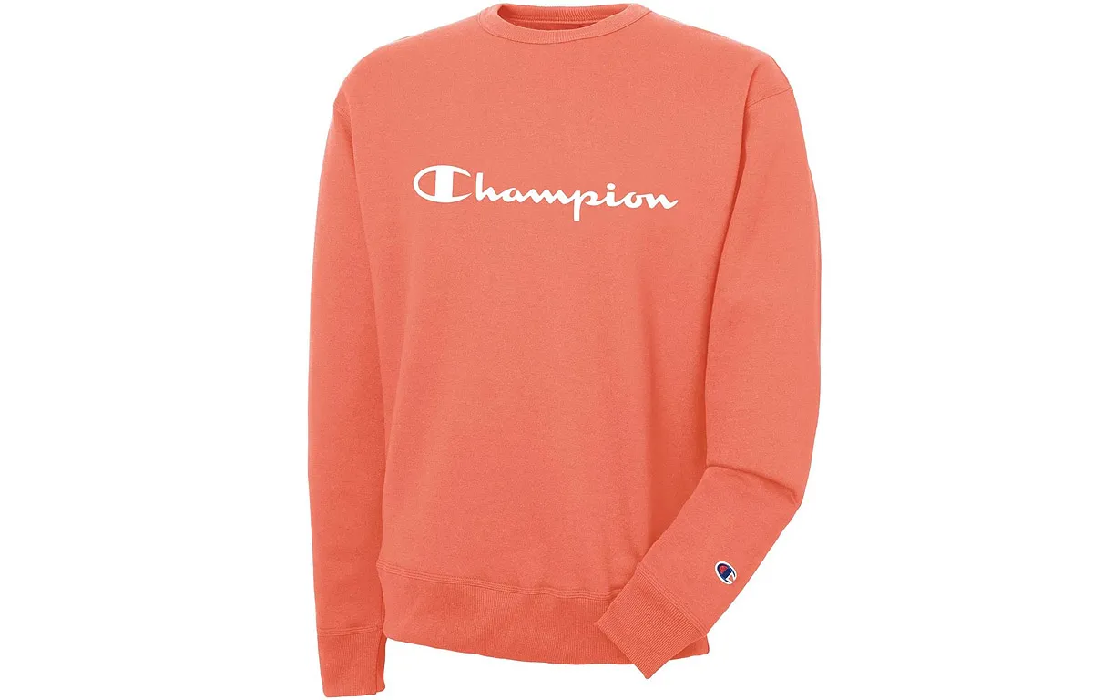 Champion Handwritten Print Letter Fleece Lined, US Version, Winter Sweatshirt Unisex Watermelon Pink