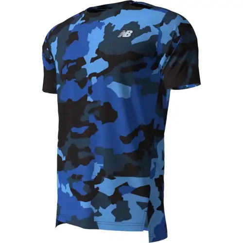 New Balance T Shirts Men's Blue Crew Neck Moderate Straight Fit