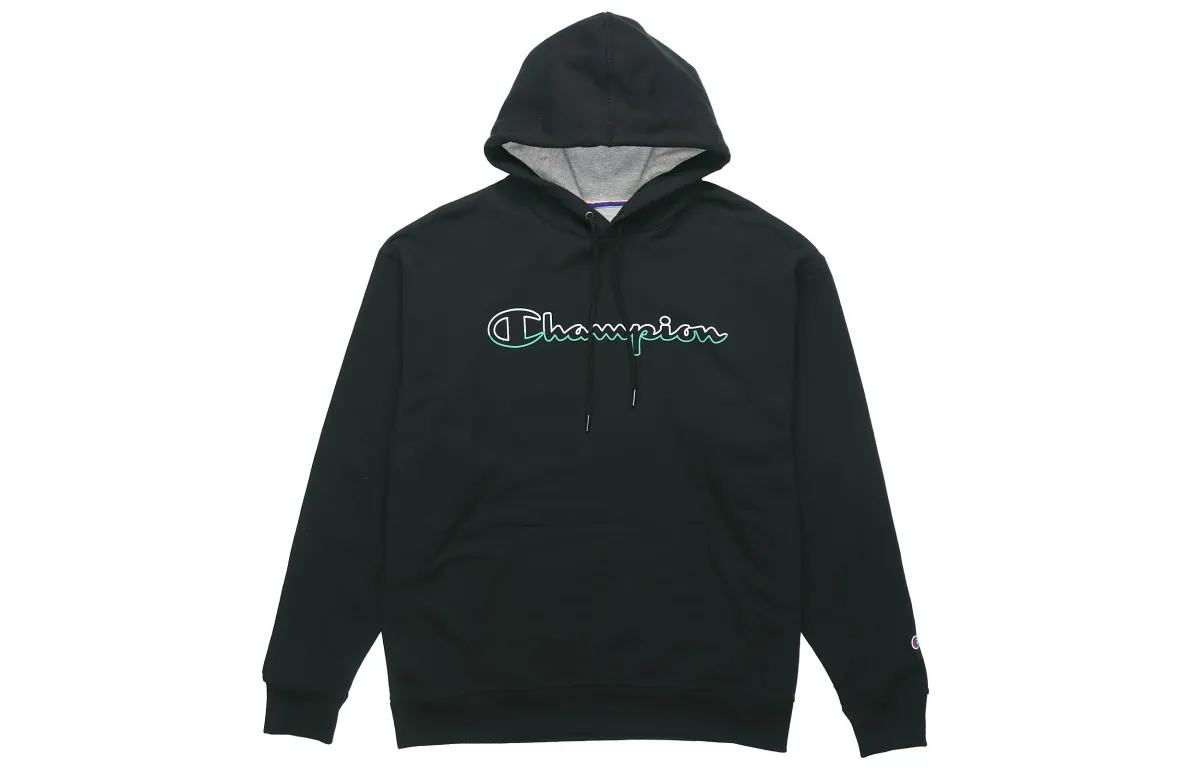 Champion Phantom Grass Print Logo Fleece Lined Pullover Sweatshirt US Version Unisex Black